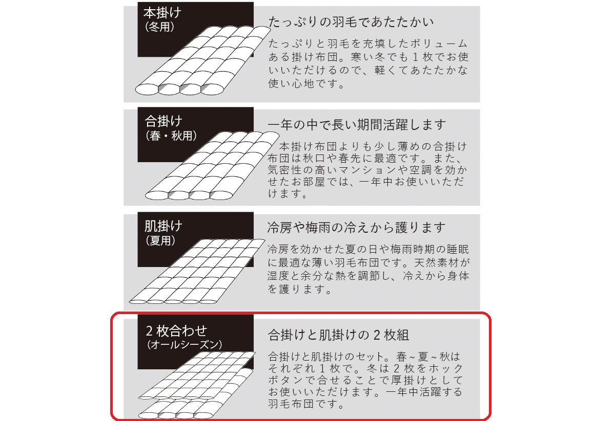 オールシーズン羽毛布団】眠銀ホワイトマザーグースダウン97 ハンド 